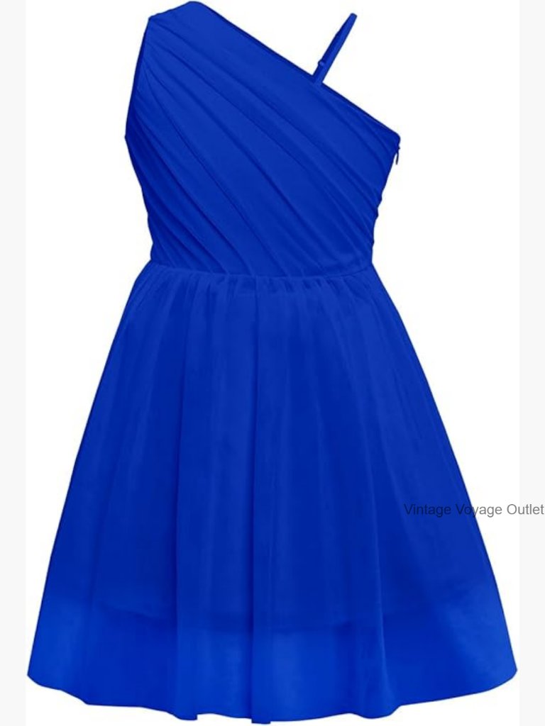 Girls One Shoulder Tulle Party Dress Semi Formal Short A-Line 5-14